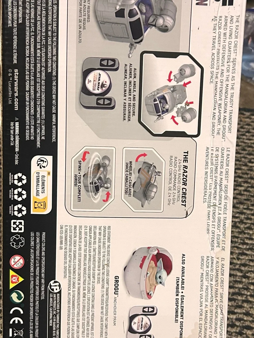 Star Wars Razor Crest RC Vehicle with Grogu — White, Gray, Red